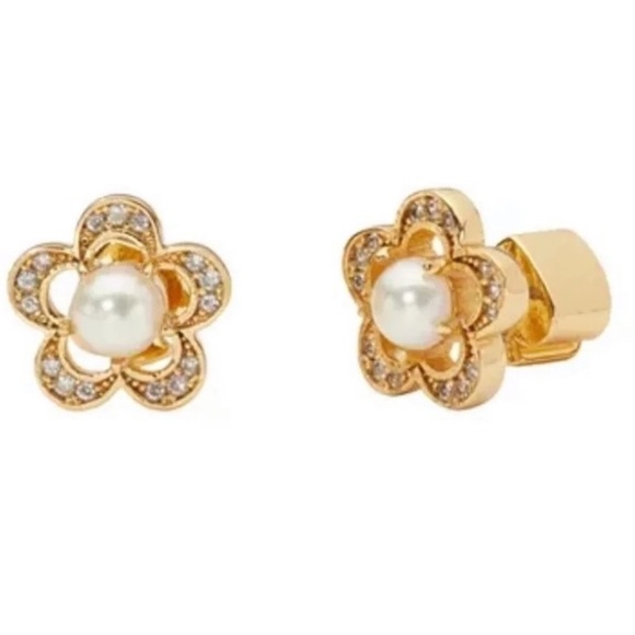 Kate Spade jeweled scallop faux pearl stud
